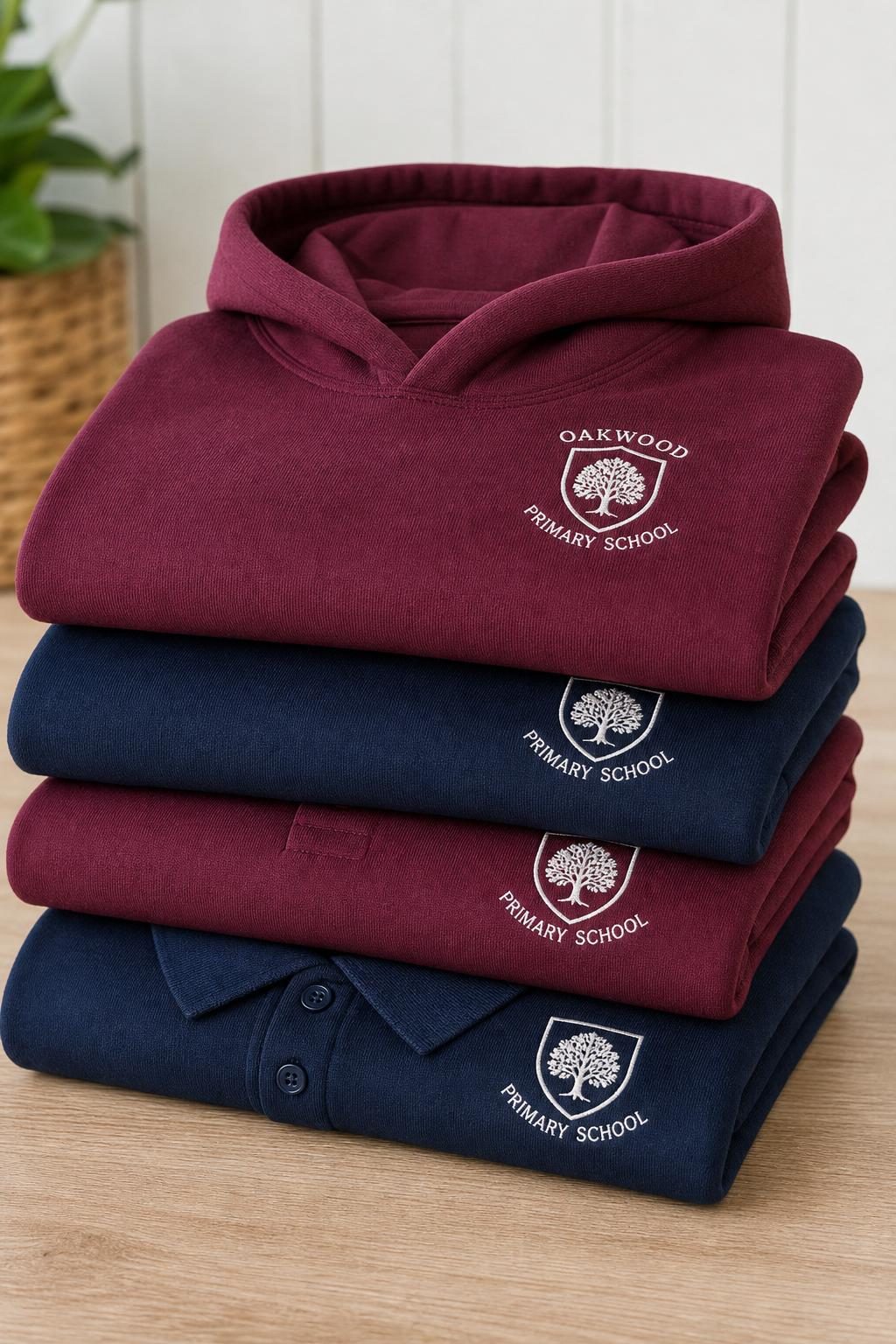 Children's school sweatshirts and hoodies in assorted school colours